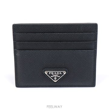 Prada(프라다) 1MC025 블랙 사피아노 레더 트라이앵글 로고 카드지갑