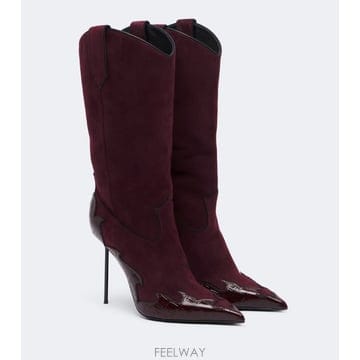 26 FW Paris Texas Lidia Queen of Hearts 스웨이드 미드 카프 부츠 TP5820