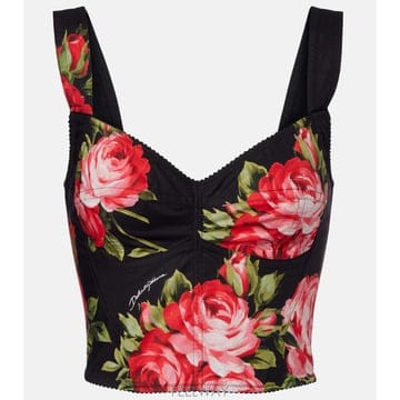 Dolce&Gabbana 26 FW ��ü�ذ��ٳ� �÷η� ��ư ������ �߽�Ƽ�� ž TP58201802326 FW ��ü�ذ��ٳ� �÷η� ��ư ������ �߽�Ƽ�� ž TP58