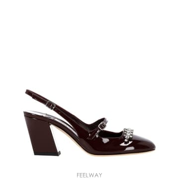 25FW 지미 추 Belinda 페이턴트 레더 슬링백 펌프스 BELINDASB70PATDEEPMERLOT T
