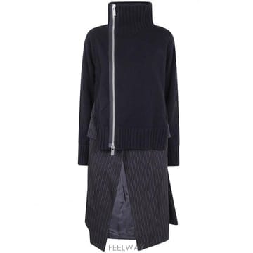 Sacai 25FW ��ī�� ��Ʈ������ Doeskin X �� ��Ʈ ��Ʈ �巹�� 2508123001 TP57923642525FW ��ī�� ��Ʈ������ Doeskin X �� ��Ʈ ��Ʈ �巹�� 2