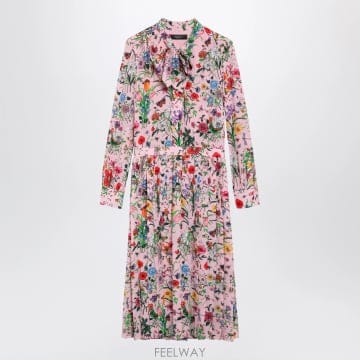 GUCCI 26FW ���� Flora ����Ʈ ��ũ ���� �巹�� in ��ũ ��Ƽ �÷� 874662ZAU225754 TP5826FW ���� Flora ����Ʈ ��ũ ���� �巹�� in ��ũ ��Ƽ 