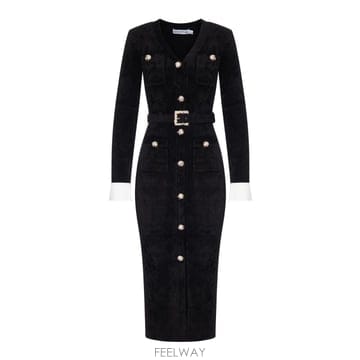 Self Portrait 26FW ���� ��Ʈ����Ʈ ���� �̵� �巹�� With Jewel ��ư �� ��Ʈ AW26099MB TP5817326FW ���� ��Ʈ����Ʈ ���� �̵� �巹�� With Jewel ��ư 