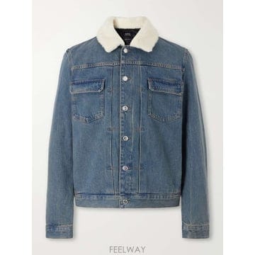 A.P.C 아페쎄 저스틴 플리트 WOOLTRIMMED 데님 자켓 C B0082368037