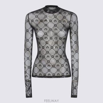 Marine Serre 26FW �������� ���� Ƽ���� WTO388ACJER0005 BK99 BLACK26FW �������� ���� Ƽ���� WTO388ACJER0005 BK99 BLACK