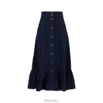 짐머만 ASTER 데님 프릴 미디 스커트 7197SSS261 INK B0442333956