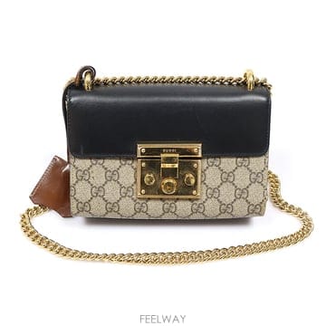 Gucci(구찌) 409487 GG 수프림 캔버스 블랙 레더 패들락 스몰 GG 숄더백