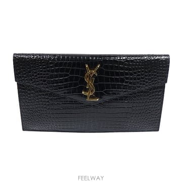 Saint Laurent(생로랑) 565739 블랙 크로커다일 엠보스드 업타운 스몰 엔벨로프 클러치