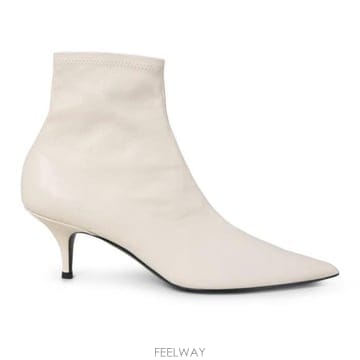 26 FW 셀린느 아이보리 샤이니 레더 포인티드 토 글러브 이펙트 지퍼 삭 부티 부츠
