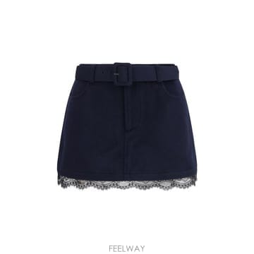 해외 이태리배송 AW26 셀프 포트레이트 여성 레이스가 달린 울 반바지 SC26080PN_NAVY