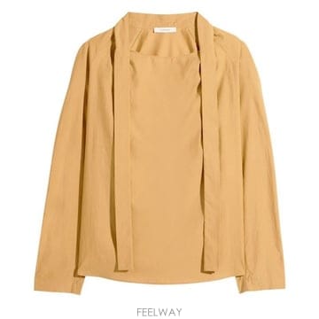 26 FW Ascot 에이스콧 셀프 타이 넥라인 트리밍 코튼 블랜드 블라우스