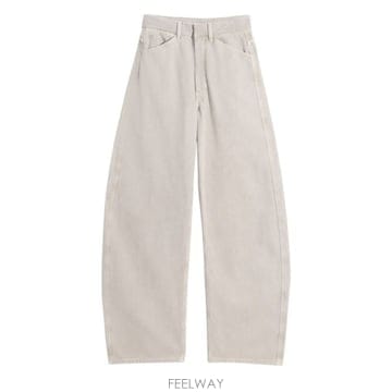 26 FW 하이 웨이스트 탑스티칭 커브드 캔버스 팬츠 문스톤