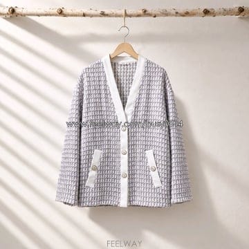 마쥬(Maje) 하운즈투스 체크 쥬얼 버튼 니트 가디건 38사이즈
