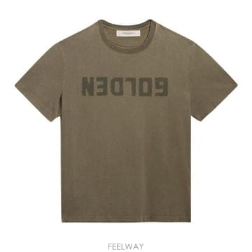 26 FW 골든구스 페이디드 로고 모티프 크루넥 숏슬리브 티셔츠 더스티 올리브