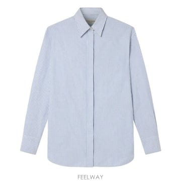 26 FW 골든구스 컨실드 클로즈드 핀스트라이프 코튼 셔츠 라이트블루