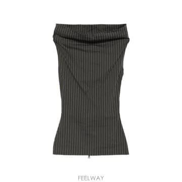 Issey Miyake Allow Stripe high neck top 12317317103880 TP725