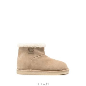 미우미우 shearling trim suede ankle boots 12317323591944 TP72575