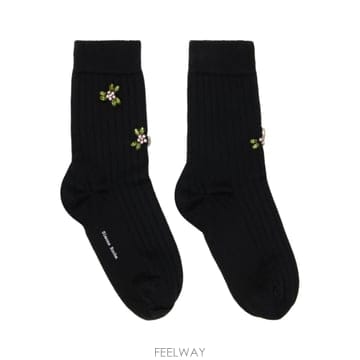 시몬 로샤 블랙 메리노 실크 앵클 양말 SOCK68TB 0647 TP878153851