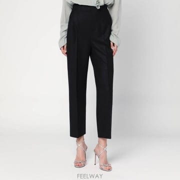 25FW 알베르타 페레티 블랙 울 블렌드 트라우저 03016641A0555 TP579368300