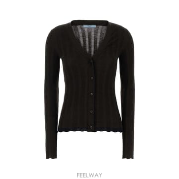 [X45]프라다 P25O37SOOO6218 F0NGU 여성 스웨터 니트 가디건 Dark brown wool