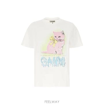 GANNI [W63]���� T43393575 151 ���� Ƽ���� ���� ž T shirt in cotone[W63]���� T43393575 151 ���� Ƽ���� ���� ž T shirt in