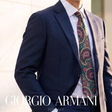 GIORGIO ARMANI 조르지오 아르마니 페이즐리 플로럴 패턴 넥타이 9.9cm A+~A등급 e2225