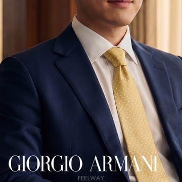GIORGIO ARMANI 조르지오 아르마니 실크 레몬 마이크로 도트 넥타이 8.8cm A등급 K3736