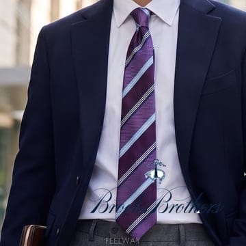 BROOKS BROTHERS 브룩스브라더스 실크 퍼플 스트라이프 넥타이 8.3cm S~A+등급 K3771