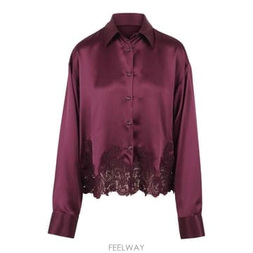 26FW 에르마노 설비노 실크 블라우스 with 레이스 inserts D492K396APNXE92118 TP