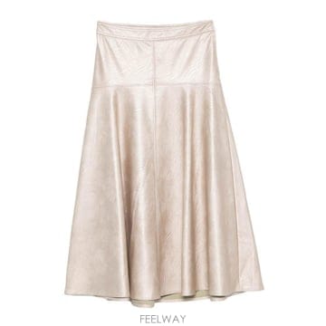 26FW 포르테 포르테 Eco 레더 미디 스커트 15312MYSKIRTPLATINO TP581995725