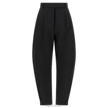 26FW 로헤 블랙 팬츠 with 커프 Hem in 울 블렌드 for 여성 42030184001 TP5803