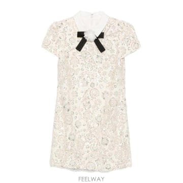 26FW 셀프 포트레이트 크림 레이스 앤 니트 미디 드레스 AW26019SCRM TP581959441