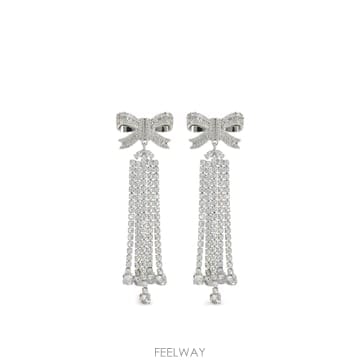 26FW 셀프 포트레이트 Silver 크리스탈 보우 Drop 귀걸이 AW26613ESLV TP58195907
