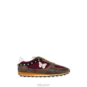 26FW 발렌티노 투 tone 패브릭 앤 suede Stud 업 스니커즈 9Y0S0O23ENB5DN TP58
