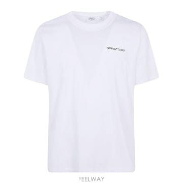 Off White 로고 프린트 크루넥 티셔츠 44MAA16MF26J00L 100 TP979777324