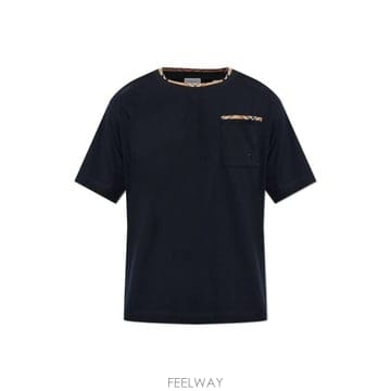 버버리 체크 트림 크루넥 티셔츠 8130050 A1222 TP979779351