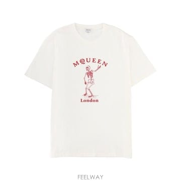 Alexander McQueen 스컬 프린트 크루넥 티셔츠 857152QTAEI 0908 TP97967809