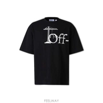 Off White 로고 프린트 크루넥 티셔츠 44MAA120F26J00N 001 TP979777135