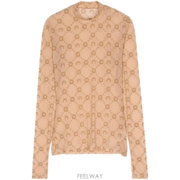 26 FW 마린세르 모크 넥 로고 패턴 탑 WTO388ACJER0005BG60 TP455256214