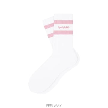 26 FW 스포티앤리치 세리프 로고 자수 스트라이프 양말 AC02673300WH83 TP459217713