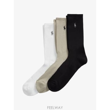 26 FW 폴로 랄프로렌 로고 자수 양말 3팩 세트 449775098002 TP458494980