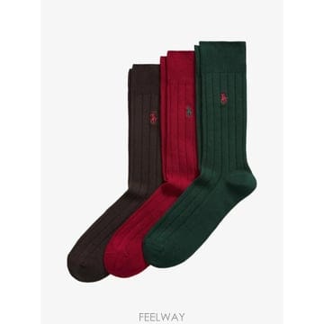 26 FW 폴로 랄프로렌 로고 자수 양말 3팩 세트 449P05402001 TP458494968