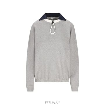 26 FW 로에베 로고 자수 드로스트링 칼라 스웨터 S359Y24X66 TP457773558