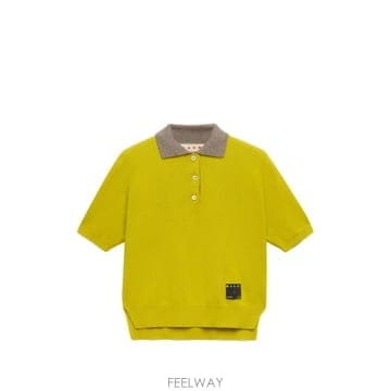 26 FW 마르니 배색 칼라 옐로 캐시미어 폴로 셔츠 POMD0068EQUFX331 TP456270991