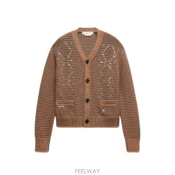 26 FW 마르니 스터드 장식 스트라이프 가디건 CDMG0198S0UFP406 TP456315911