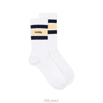 26 FW 스포티앤리치 로고 자수 스트라이프 양말 AC00476300WH TP454579371
