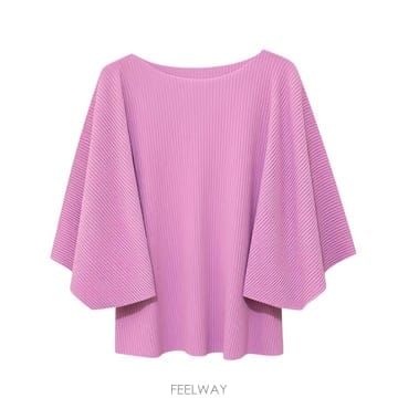 이세이미야케me 핑크 플리츠 오버핏 상의 F