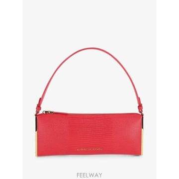 26 FW Elisabetta Franchi 리자드 이펙트 골드톤 톤 트리밍 숄더 백 BS15A66E2 TP