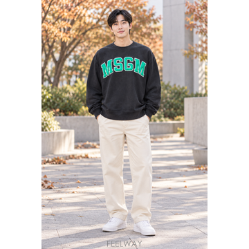 MSGM 빅로고 배색 맨투맨 블랙 M 남성맨투맨