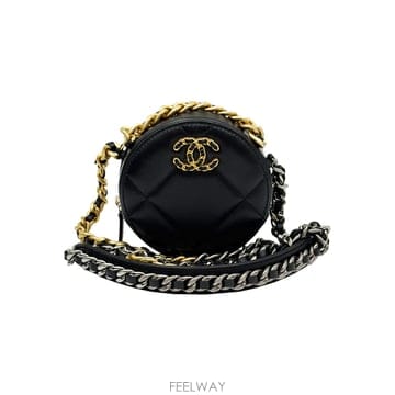 샤넬 Chanel AP0945 블랙 램스킨 골드 실버 체인 샤넬 19 탬버린 클러치 미니 크로스백